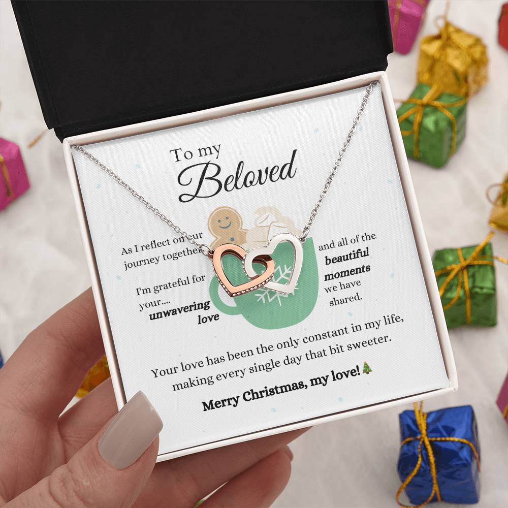 To my beloved, all the beautiful moments - Union of Hearts Necklace - Two Tone Rose Gold Finish