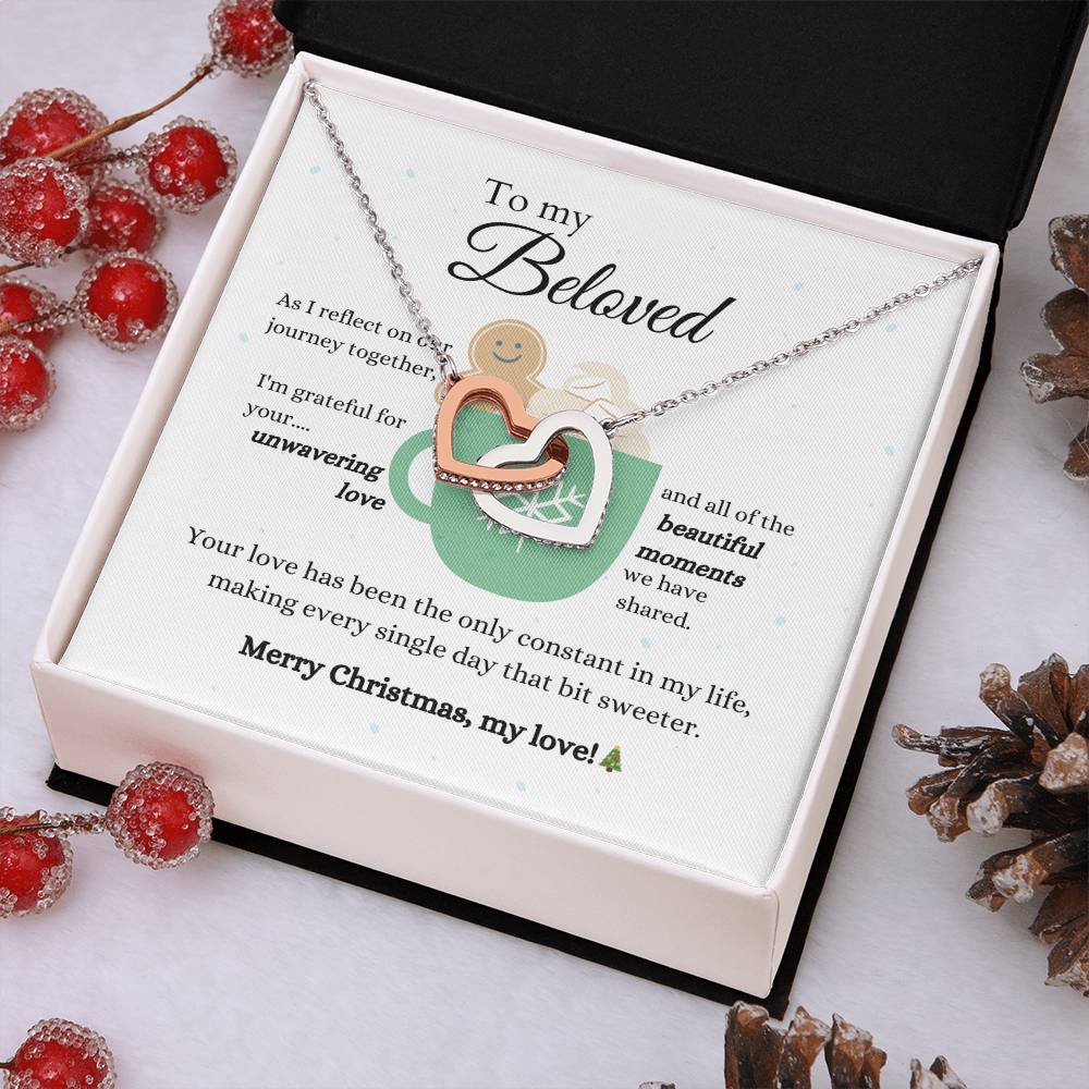 To my beloved, all the beautiful moments - Union of Hearts Necklace - Two Tone Rose Gold Finish